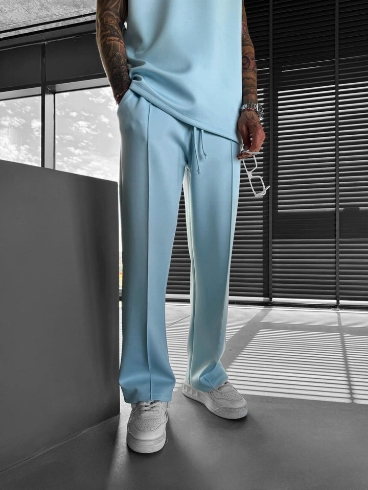 Luźne Spodnie z Materiału Nurkowego - Baby Blue