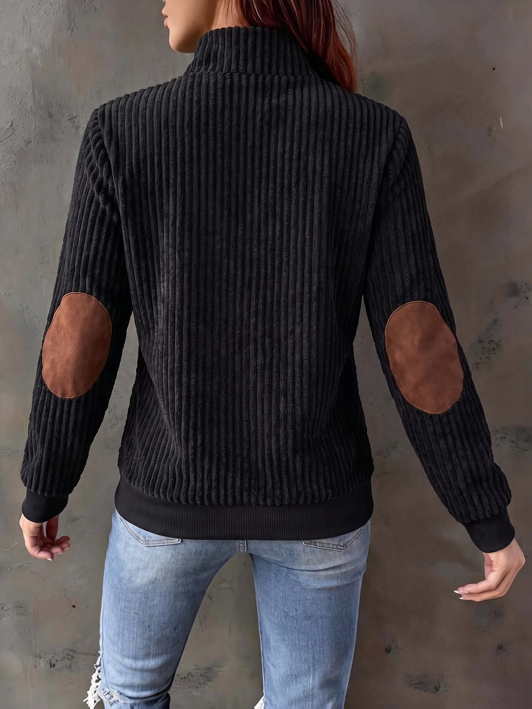 Prążkowany zamek 1/4 sweter