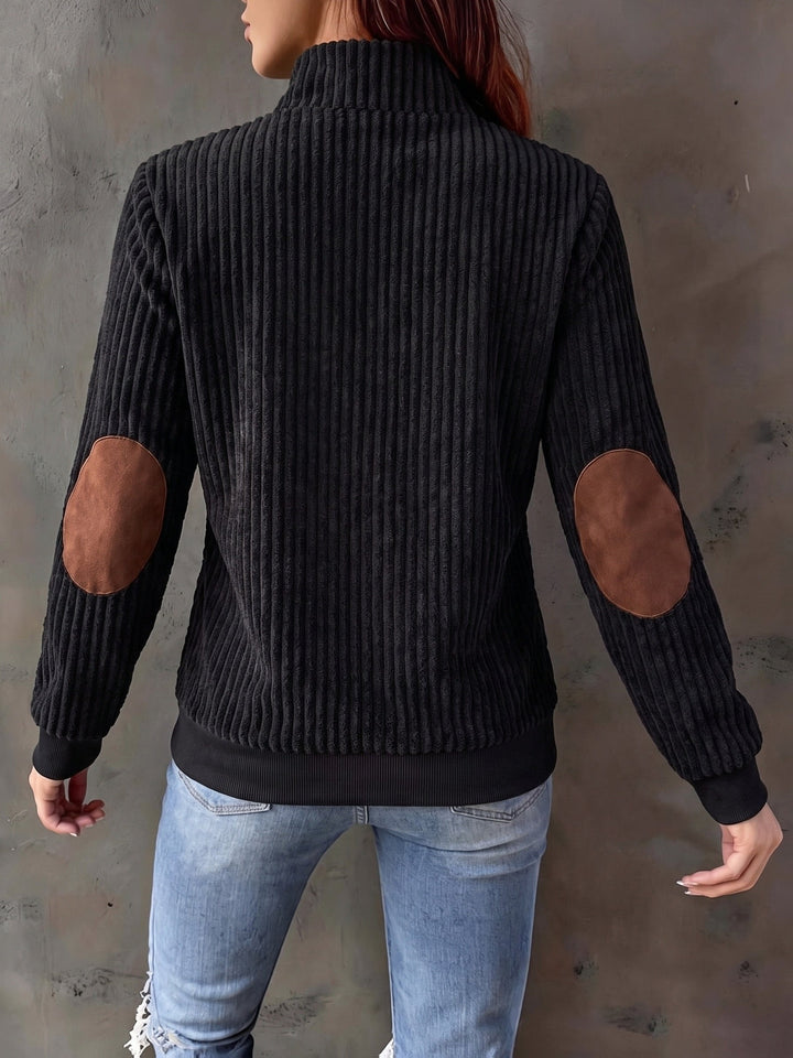 Prążkowany zamek 1/4 sweter