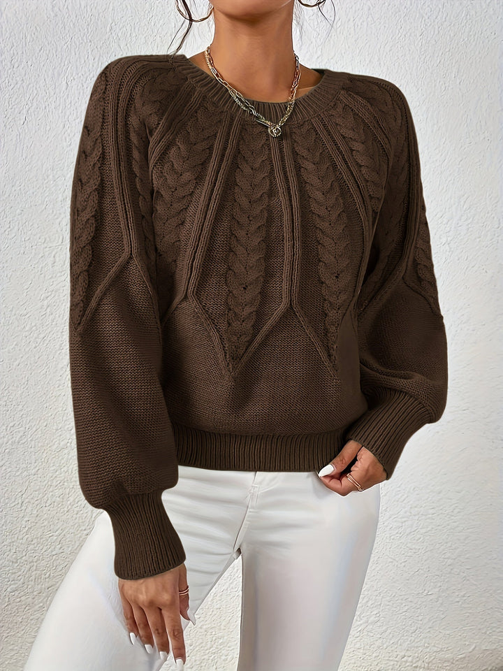 Warkoczowy splot Round-Neck sweter