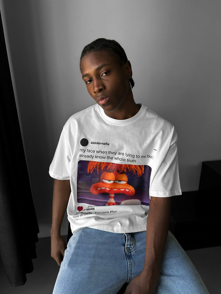 T-Shirt Oversize z Sarkazmem - Ecru