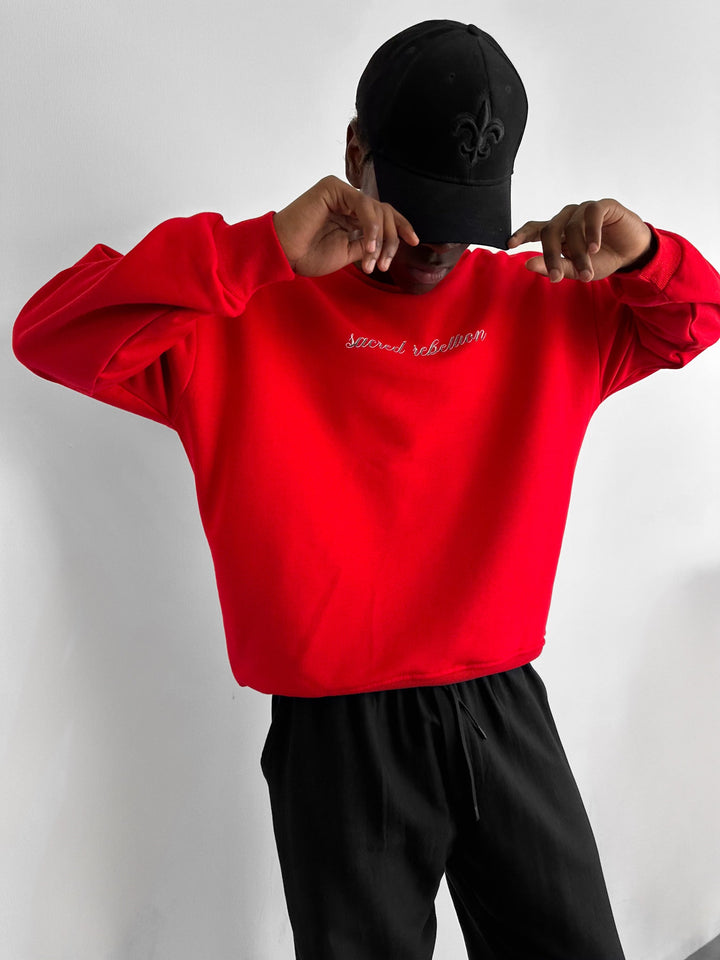 Oversize Sacred Rebellion Sweter - Czerwony