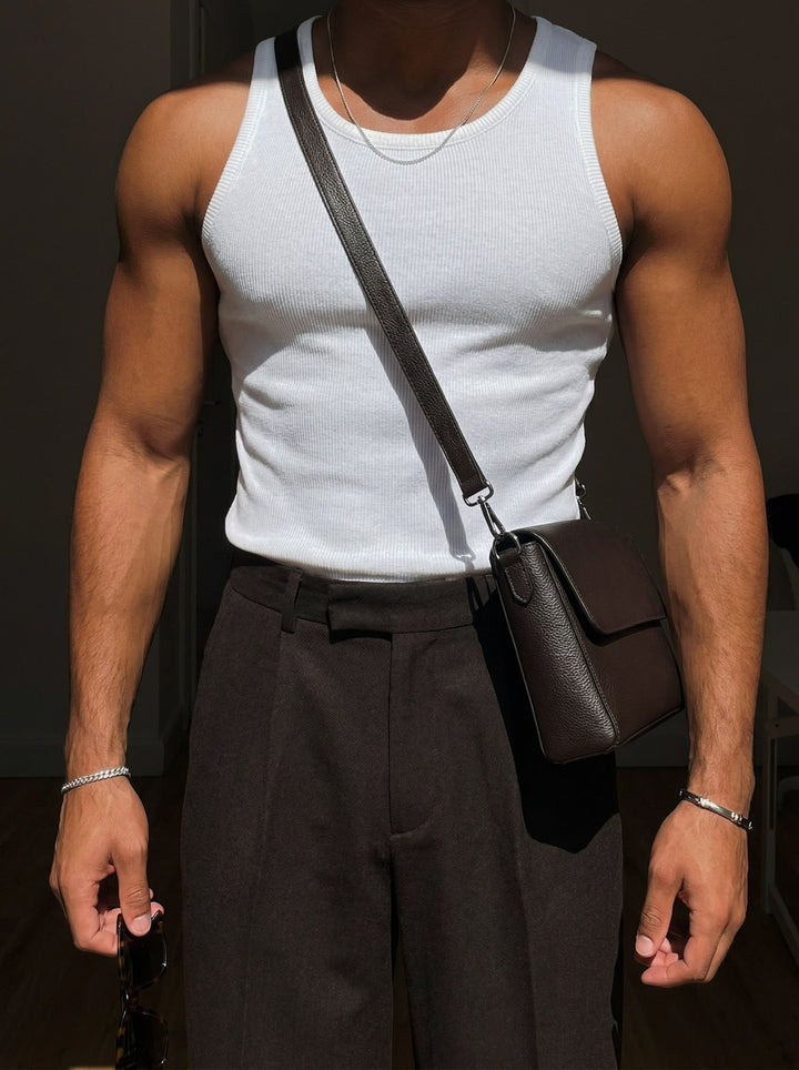 Slim Fit Basic Tanktop - Biały