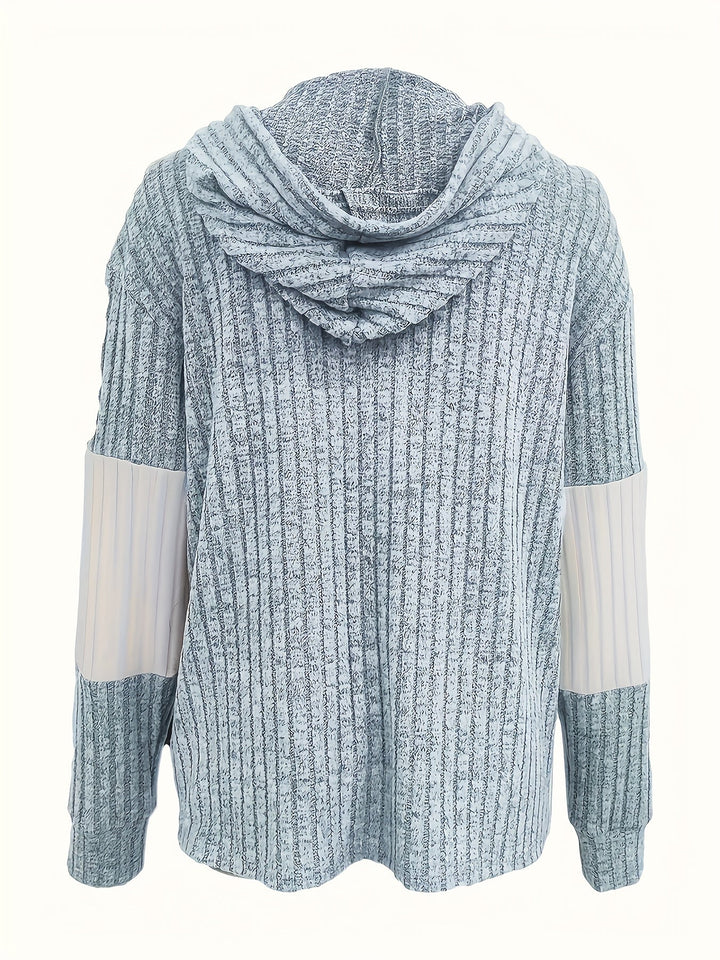 Przytulny blok kolorów Zip-Up bluza z kapturem