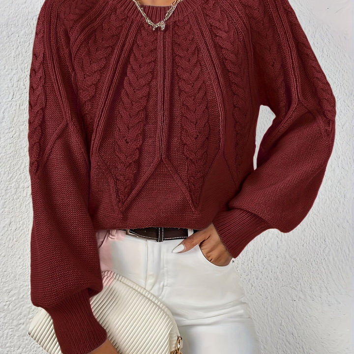 Warkoczowy splot Round-Neck sweter
