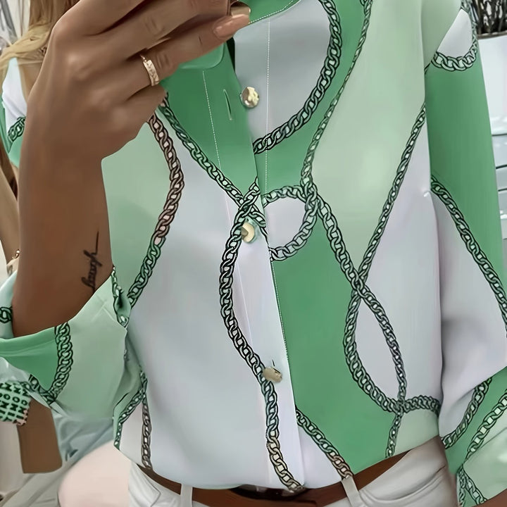 Chain-Print z kołnierzem koszula