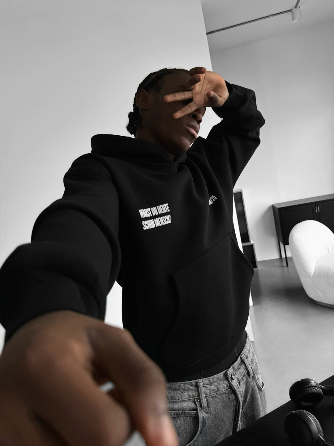 Oversize Mensch Hoodie - Czarny