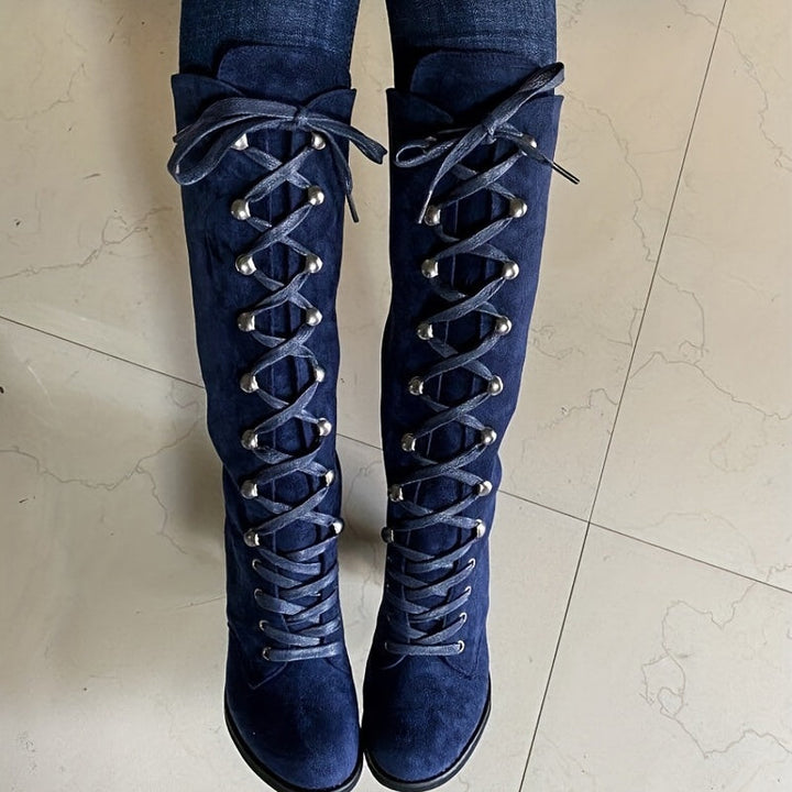 Sznurowane Chunky-Heel Tall buty