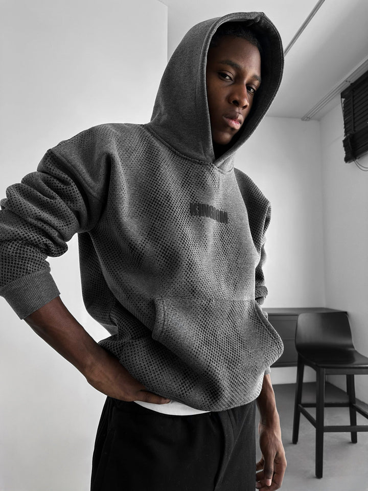 Hoodie Oversize Królestwo - Melanż Antracytowy i Czarny