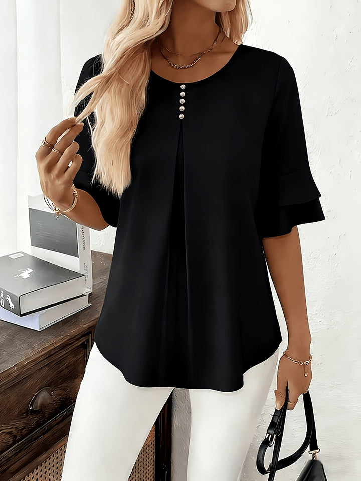 Flared-Sleeve plisowany bluzka