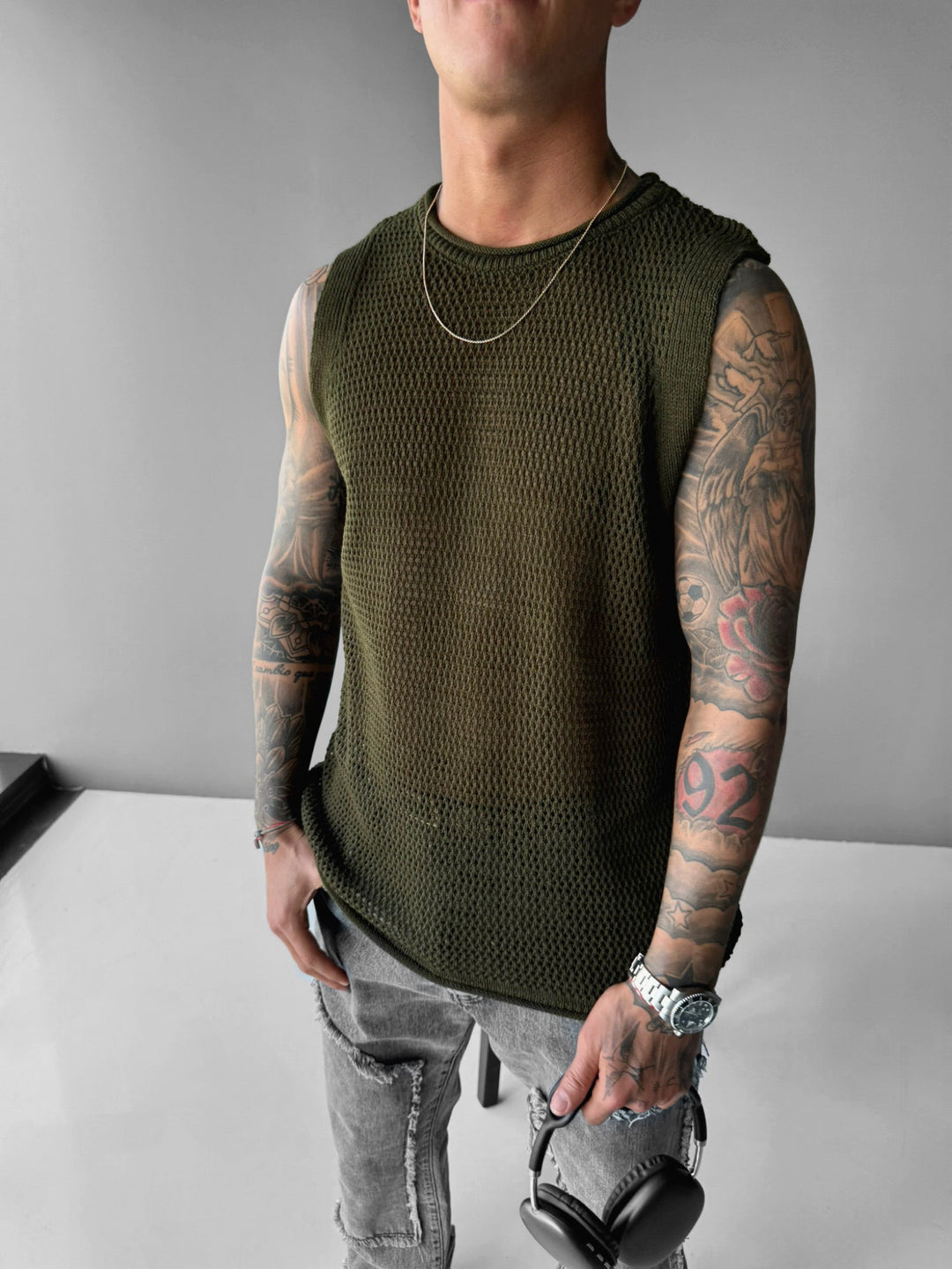 Oversize Teksturowany Top - Khaki