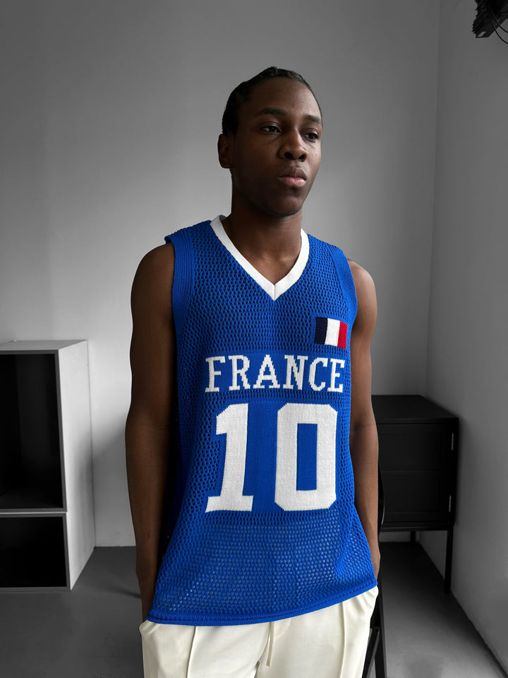 Oversize France Knit Tanktop - Sax