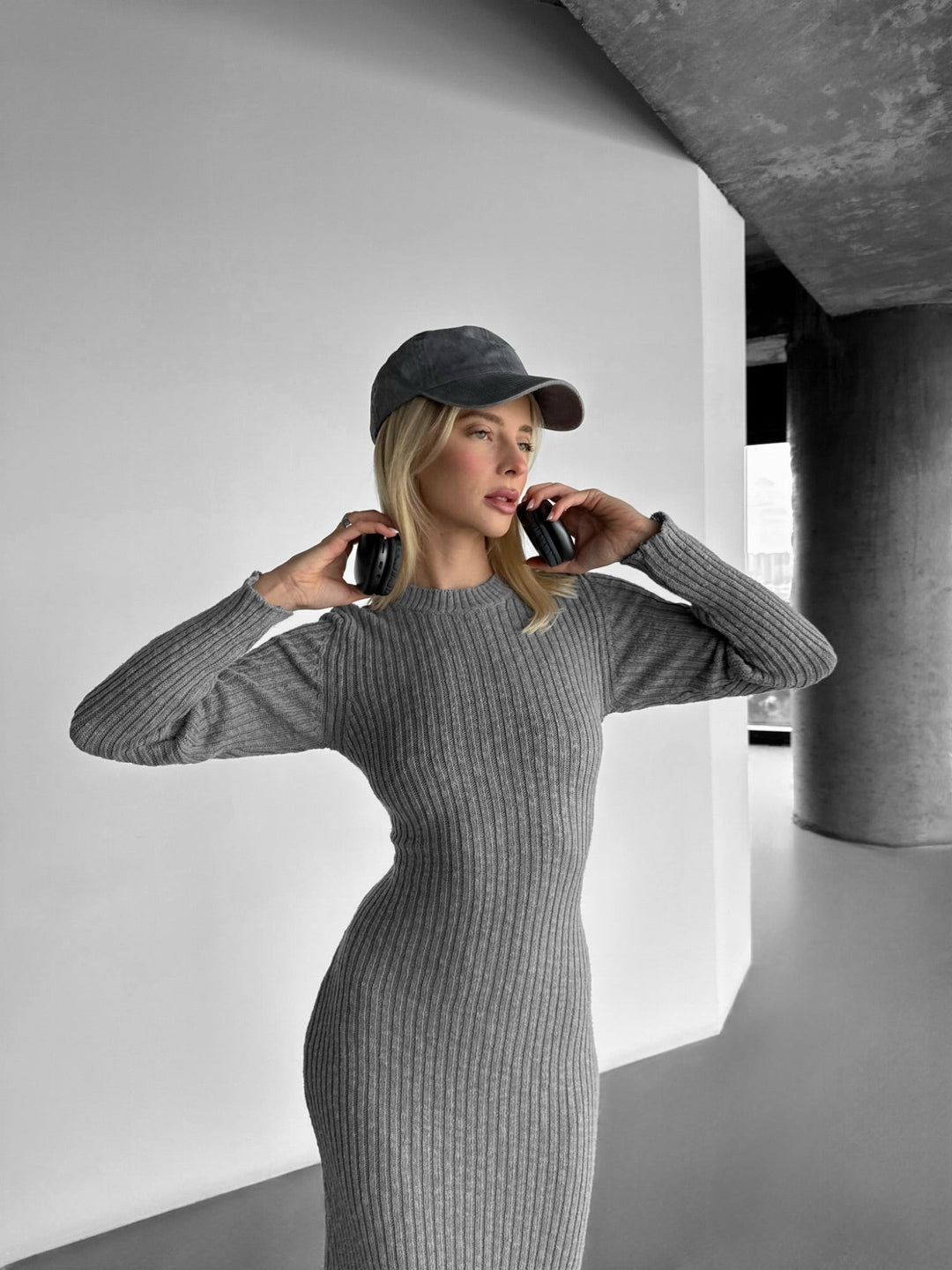 Sukienka Maxi Knit - Popiel