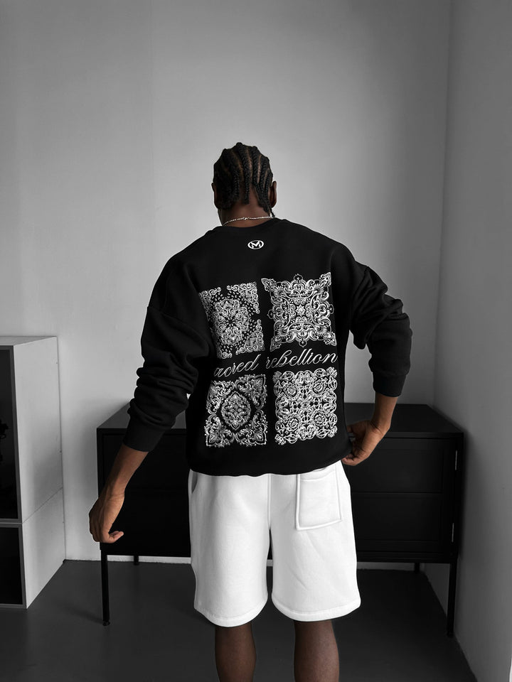 Oversize Sacred Rebellion Sweter - Czarny