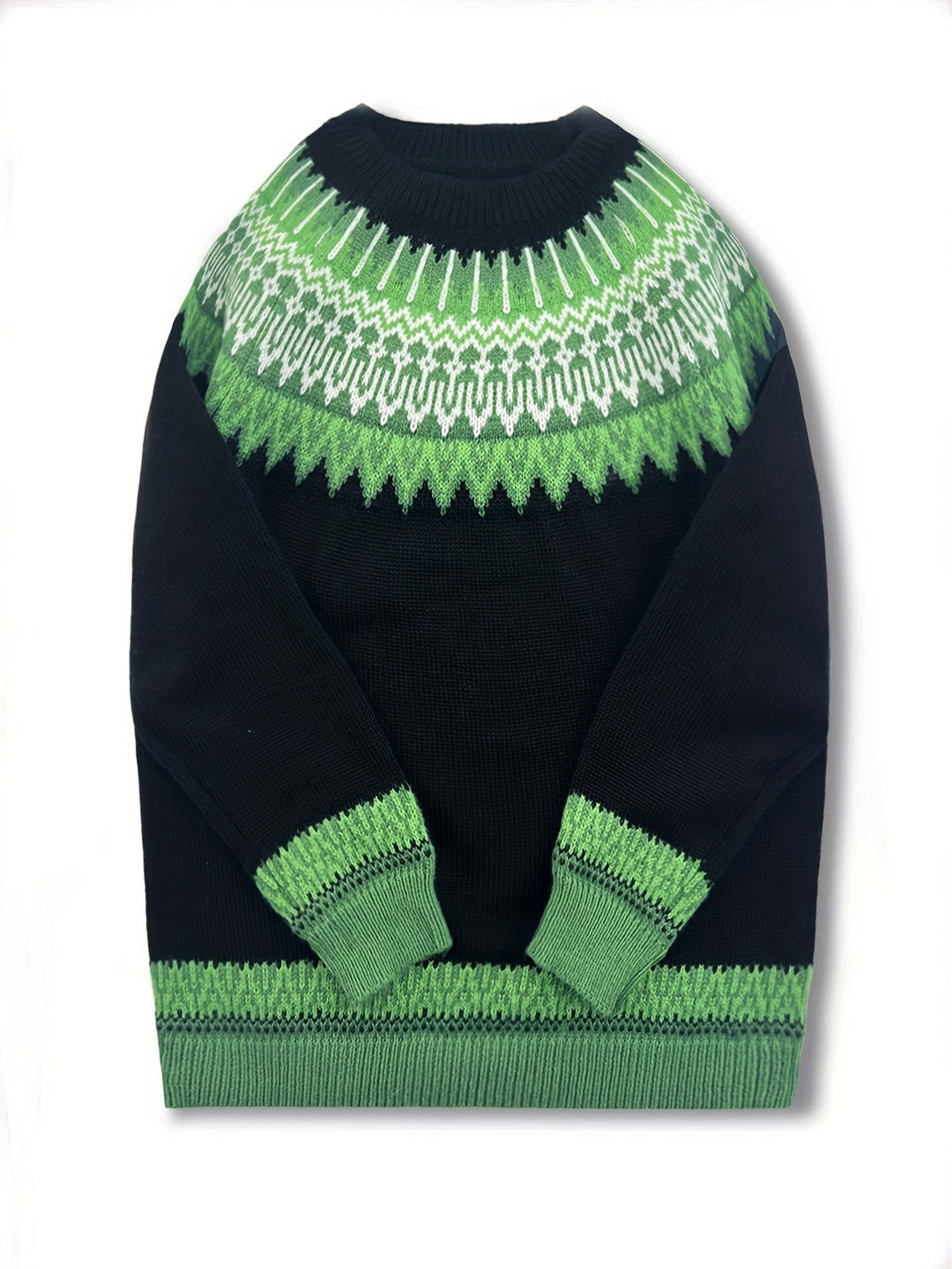 Chunky Jacquard Round szyja sweter
