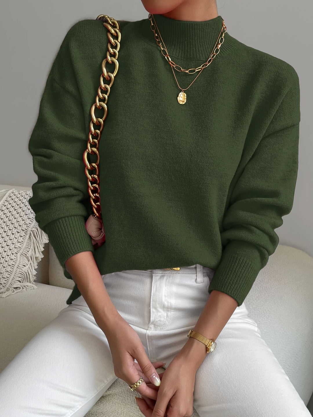Elegancki imitacja szyja sweter