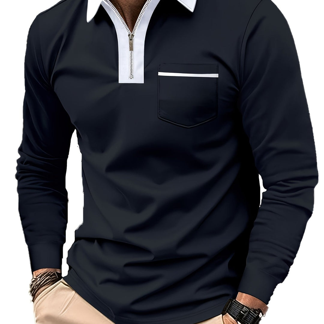 Elegancki zamek-kołnierz koszulka polo