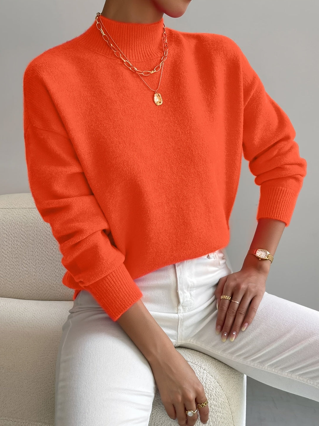 Elegancki imitacja szyja sweter
