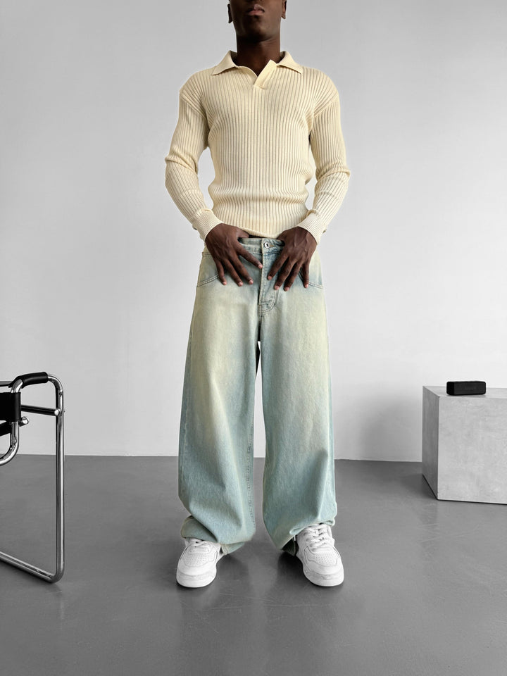 Sweter Polo Slim Fit - Beżowy
