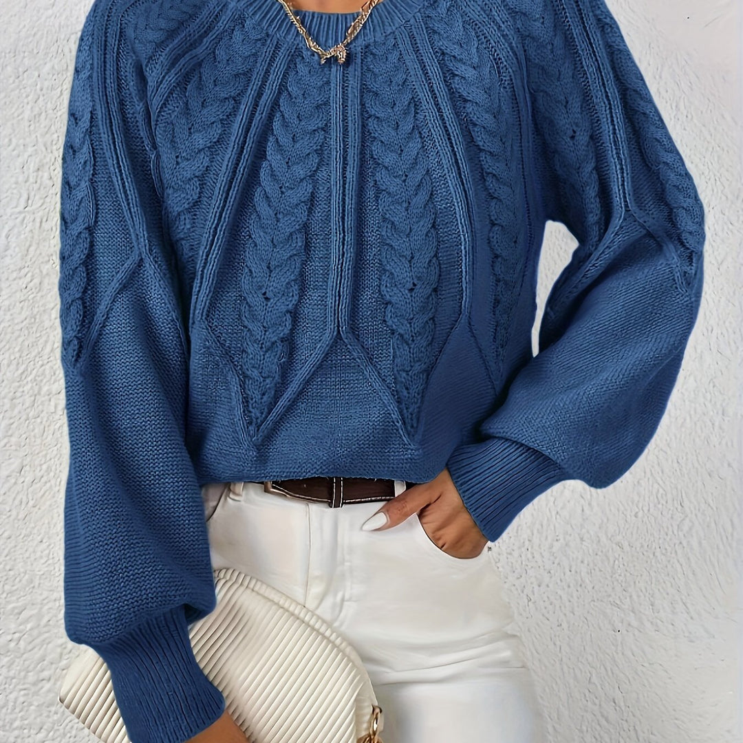 Warkoczowy splot Round-Neck sweter