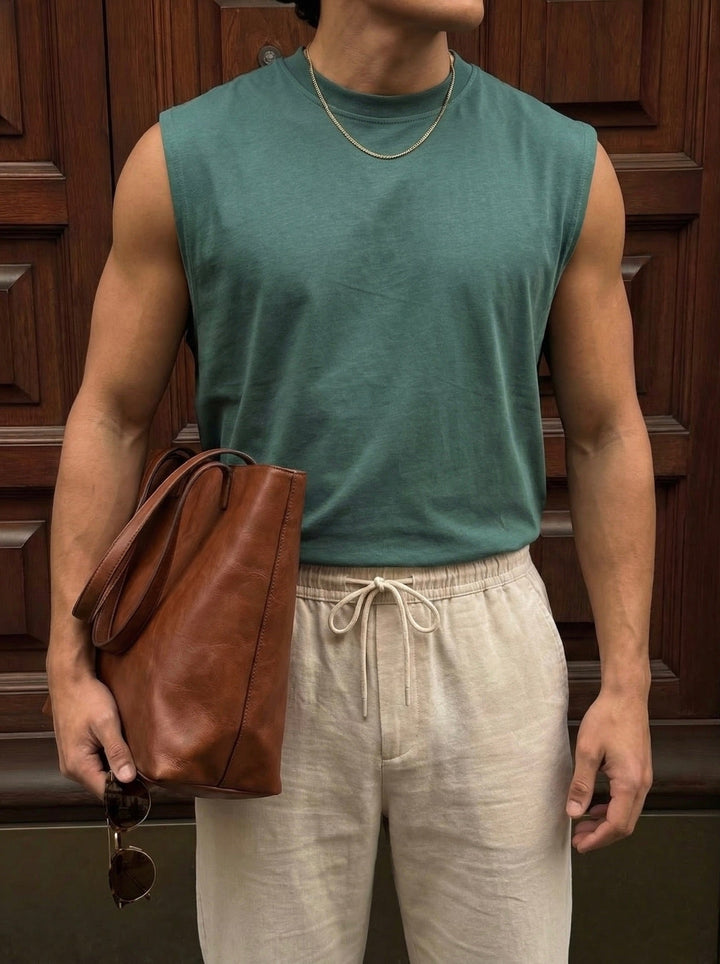 Oversize Basic Tanktop - Petrol