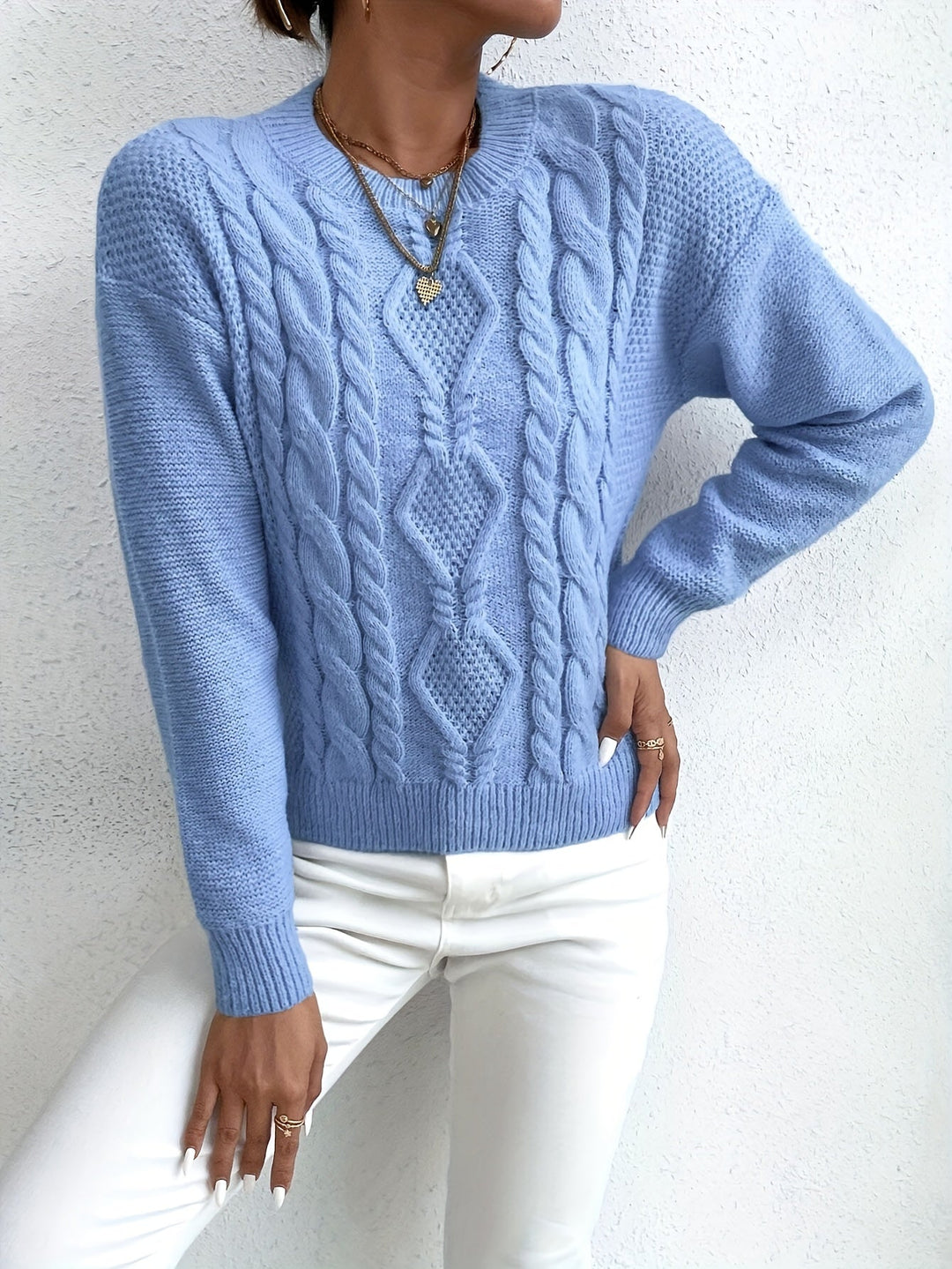 Chunky warkoczowy splot sweter