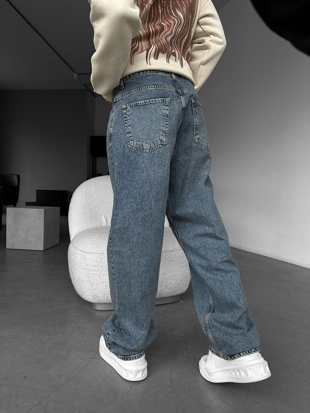 Relax Baggy Front Line Fit Jeans - Niebieski