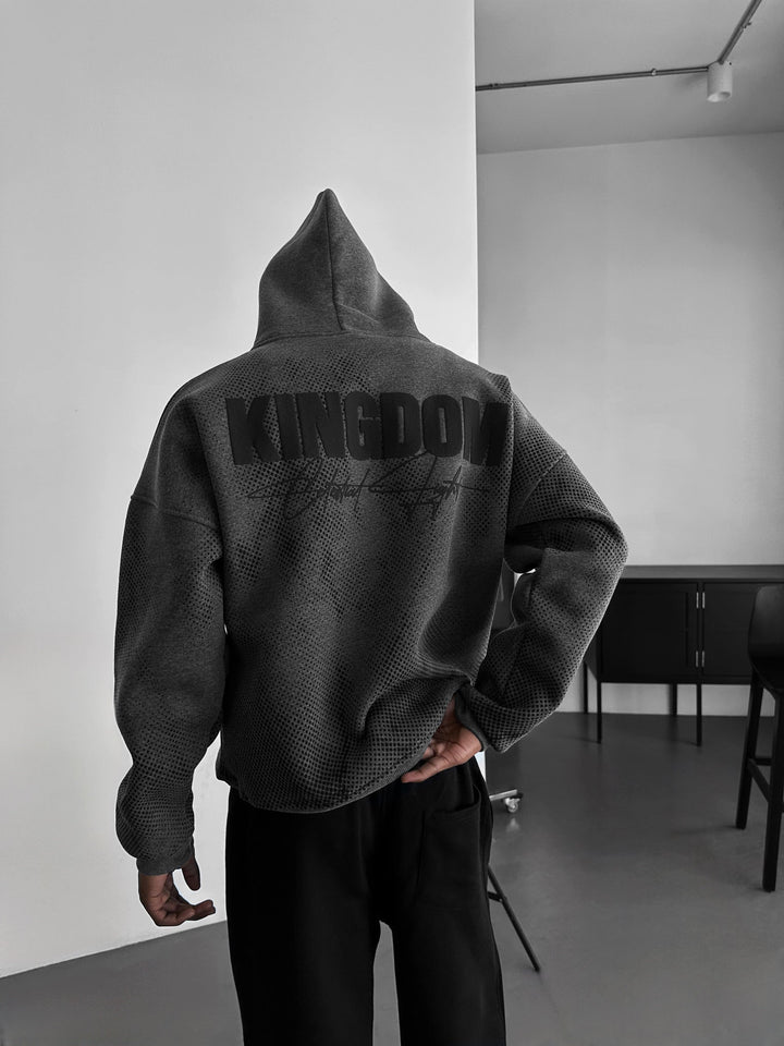 Hoodie Oversize Królestwo - Melanż Antracytowy i Czarny