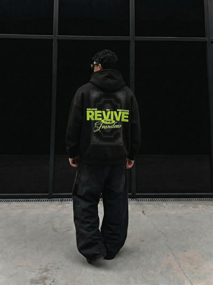 Oversize Revive Hoodie - Czarny