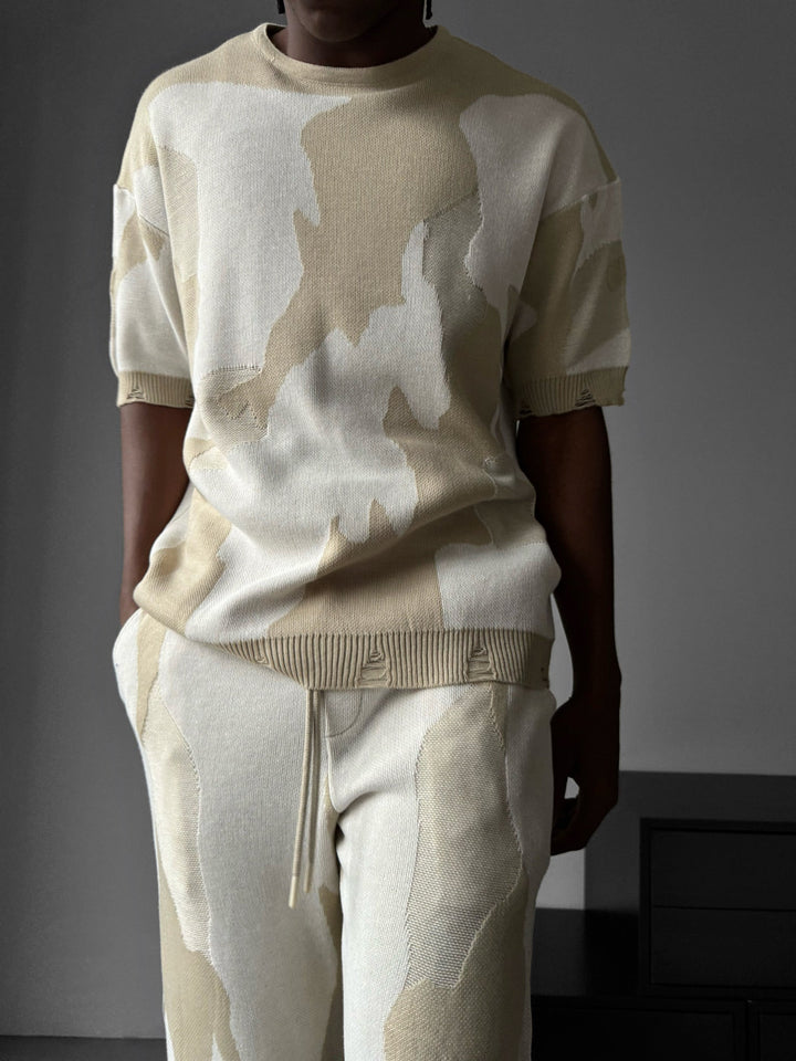 Oversize Alpenglow Knit T-Shirt - Kamień