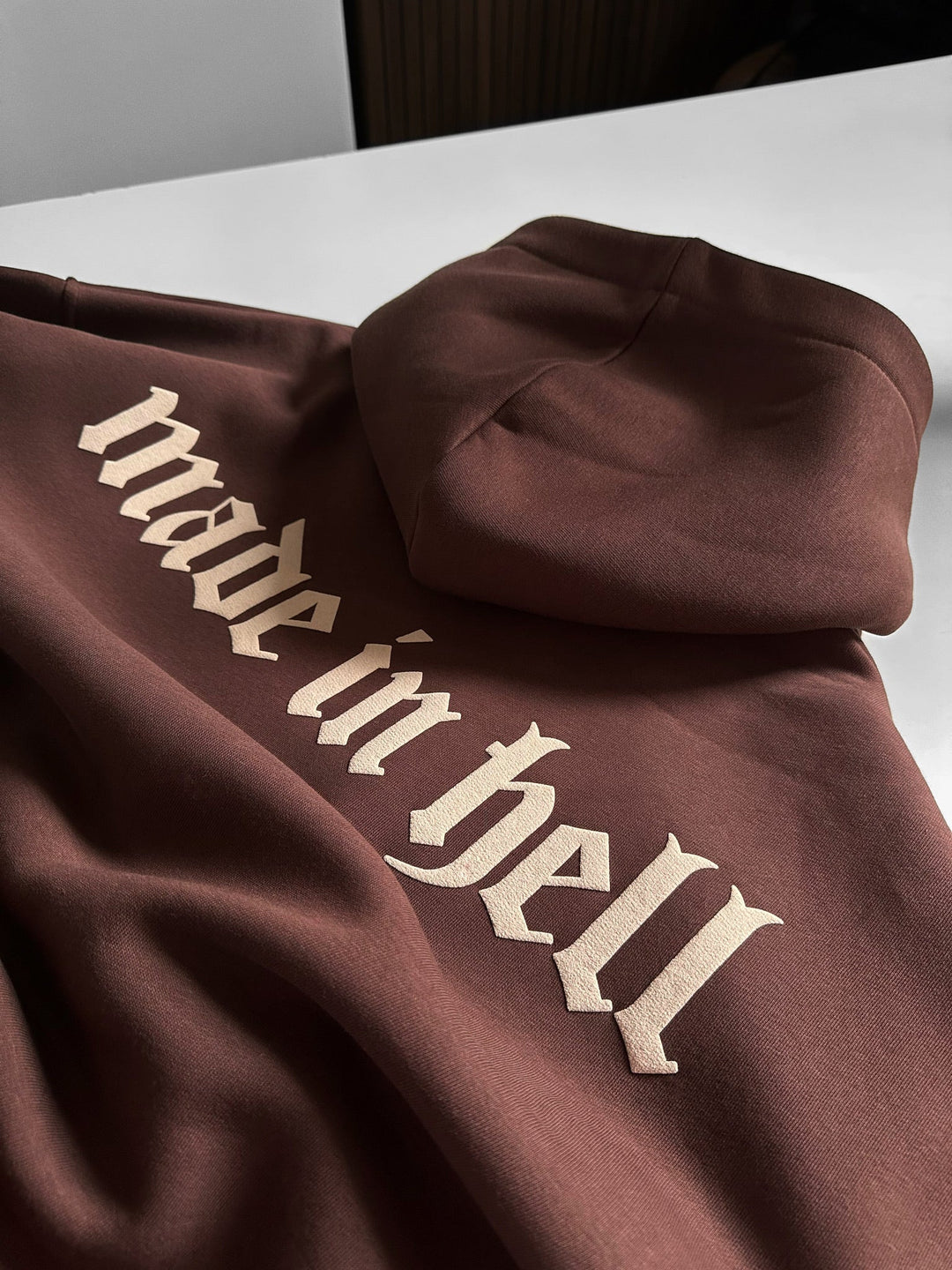 Oversize Made in Hell Hoodie - Brązowy