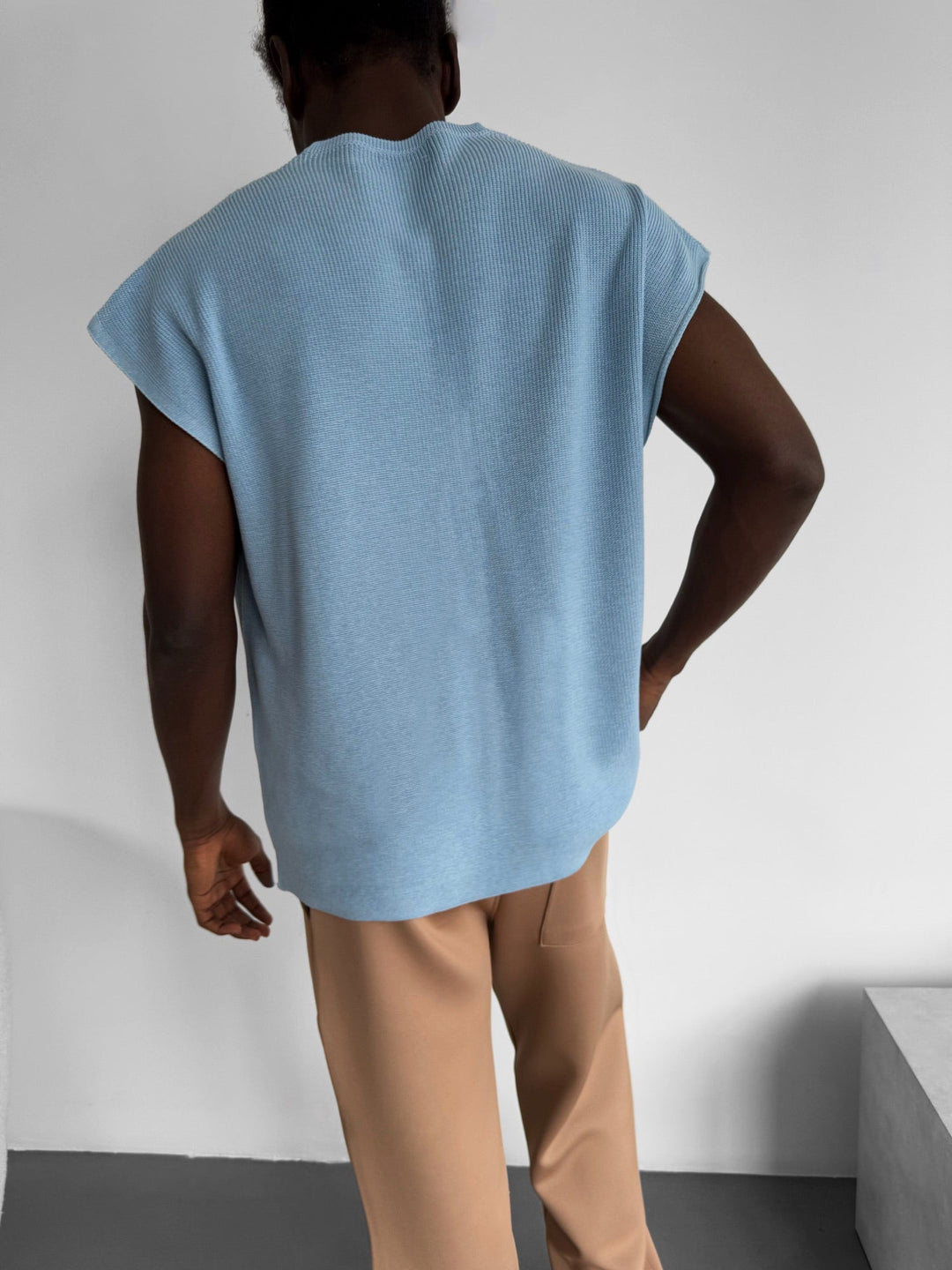 Oversize zrolowany krawędź top - Babyblue