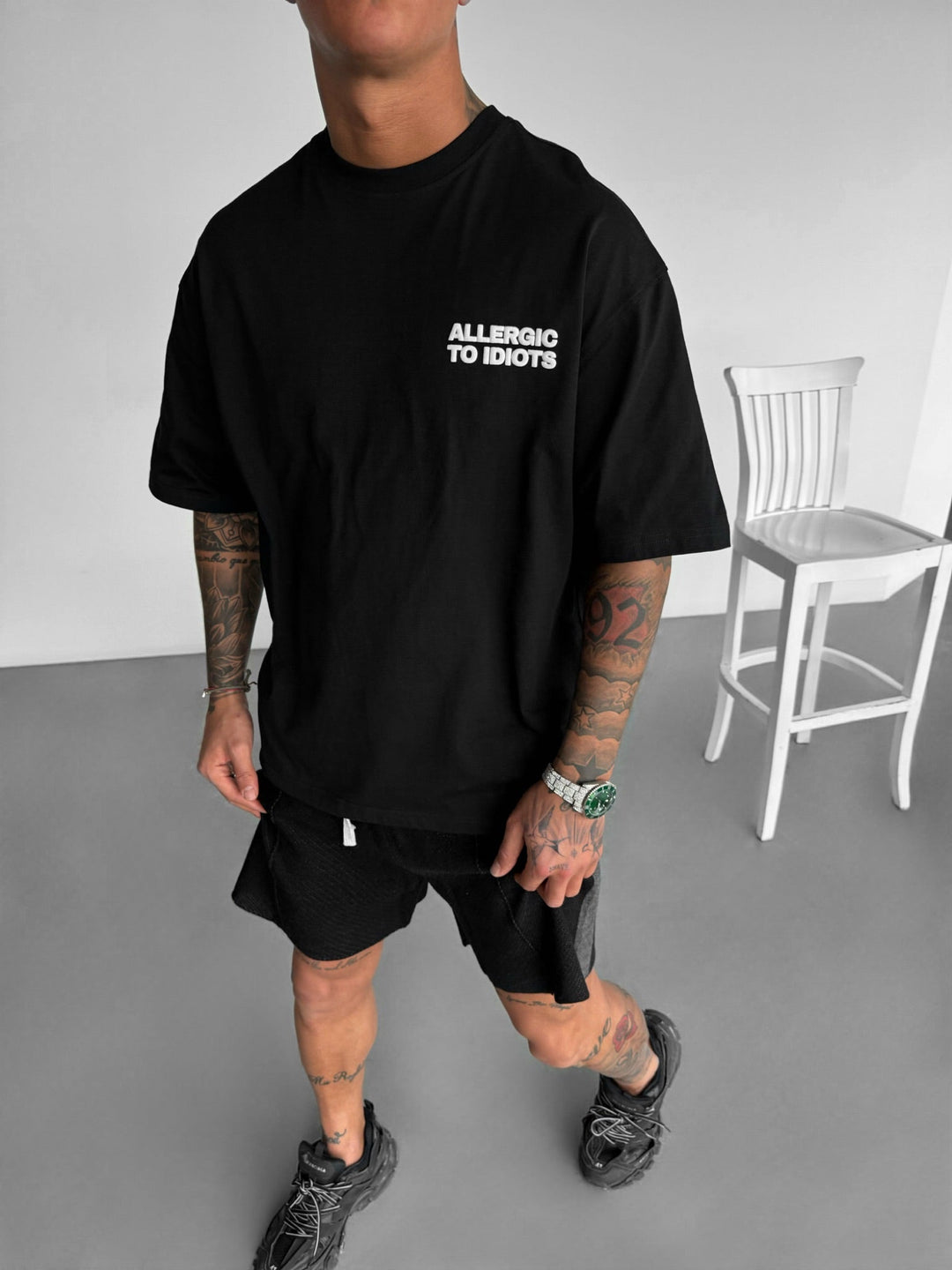 Oversize T-shirt z nadrukiem - Czarny