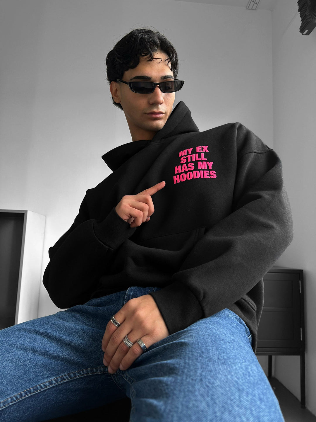 Hoodie Oversize EX Część II - Czarny i Lila