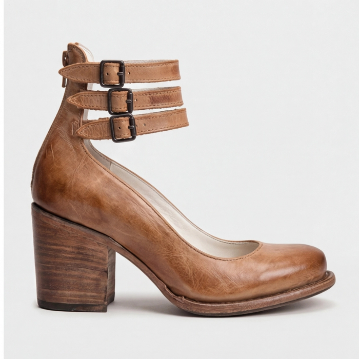 Elegancki retro szpilki z paskiem przy kostce