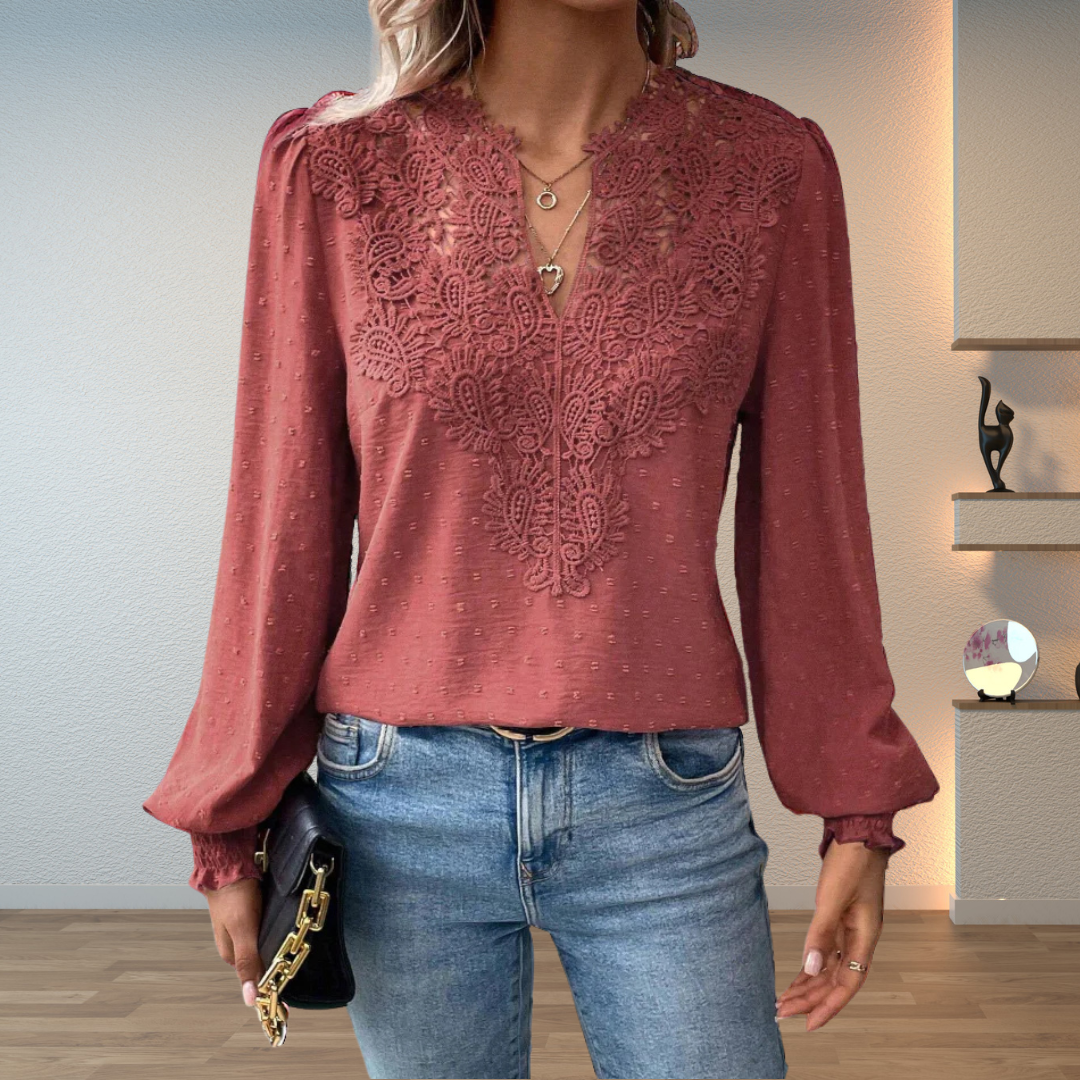 Elegancki Lace-Trim bluzka