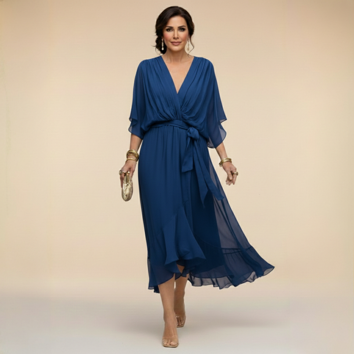 Stylowy Chiffon dekolt V sukienka