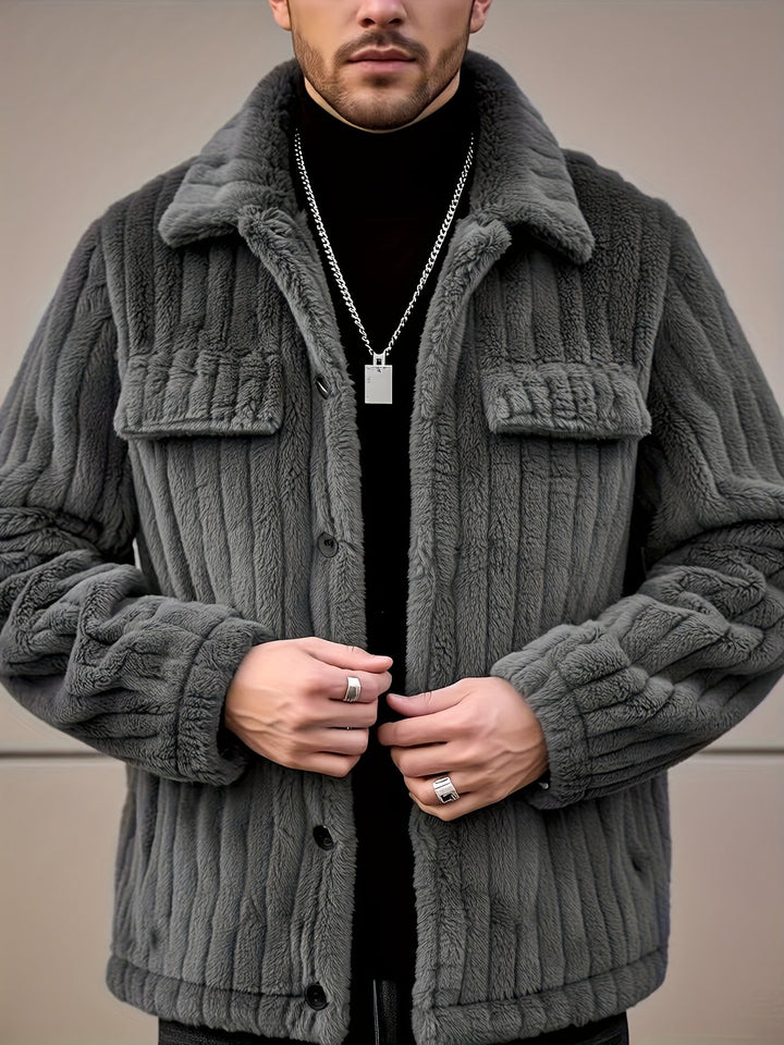 Fakturowany Button-Up kurtka