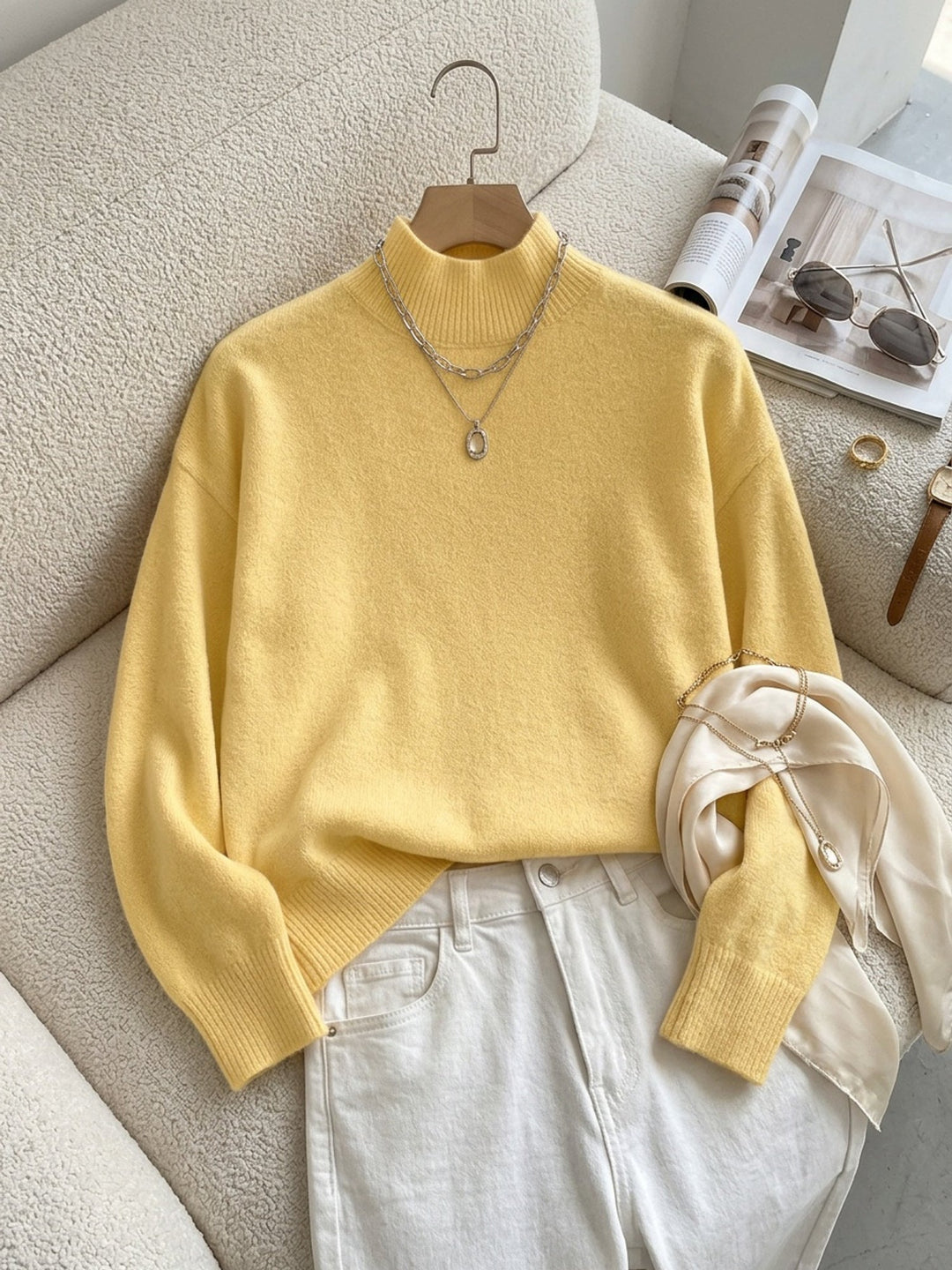 Elegancki imitacja szyja sweter