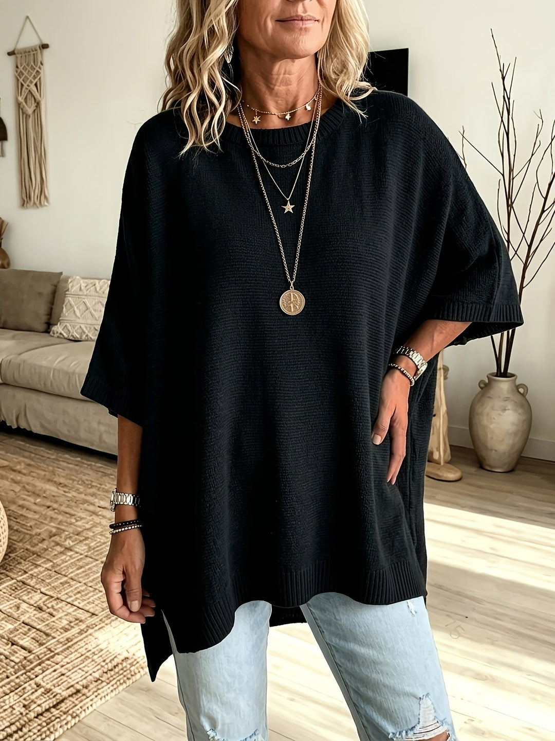 Swobodny Batwing sweter