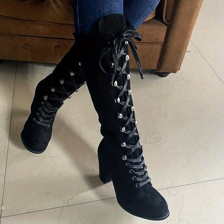 Sznurowane Chunky-Heel Tall buty
