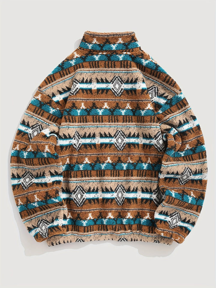 Wzorzysty zamek 1/4 sweter