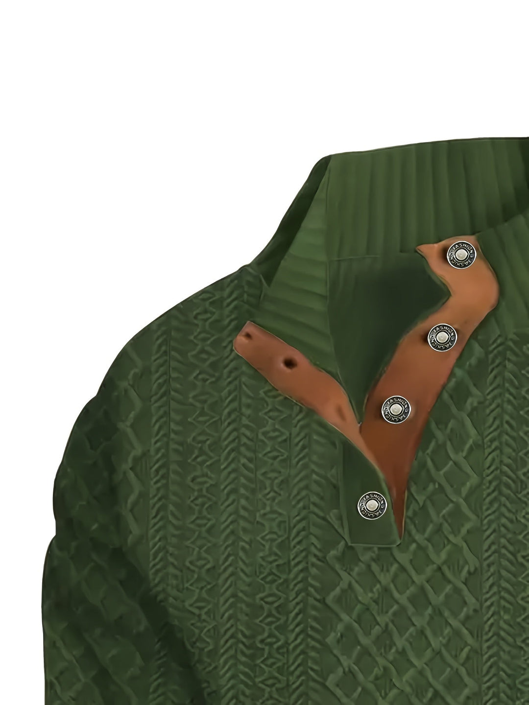 Wyróżniać się kołnierz guzik Henley sweter