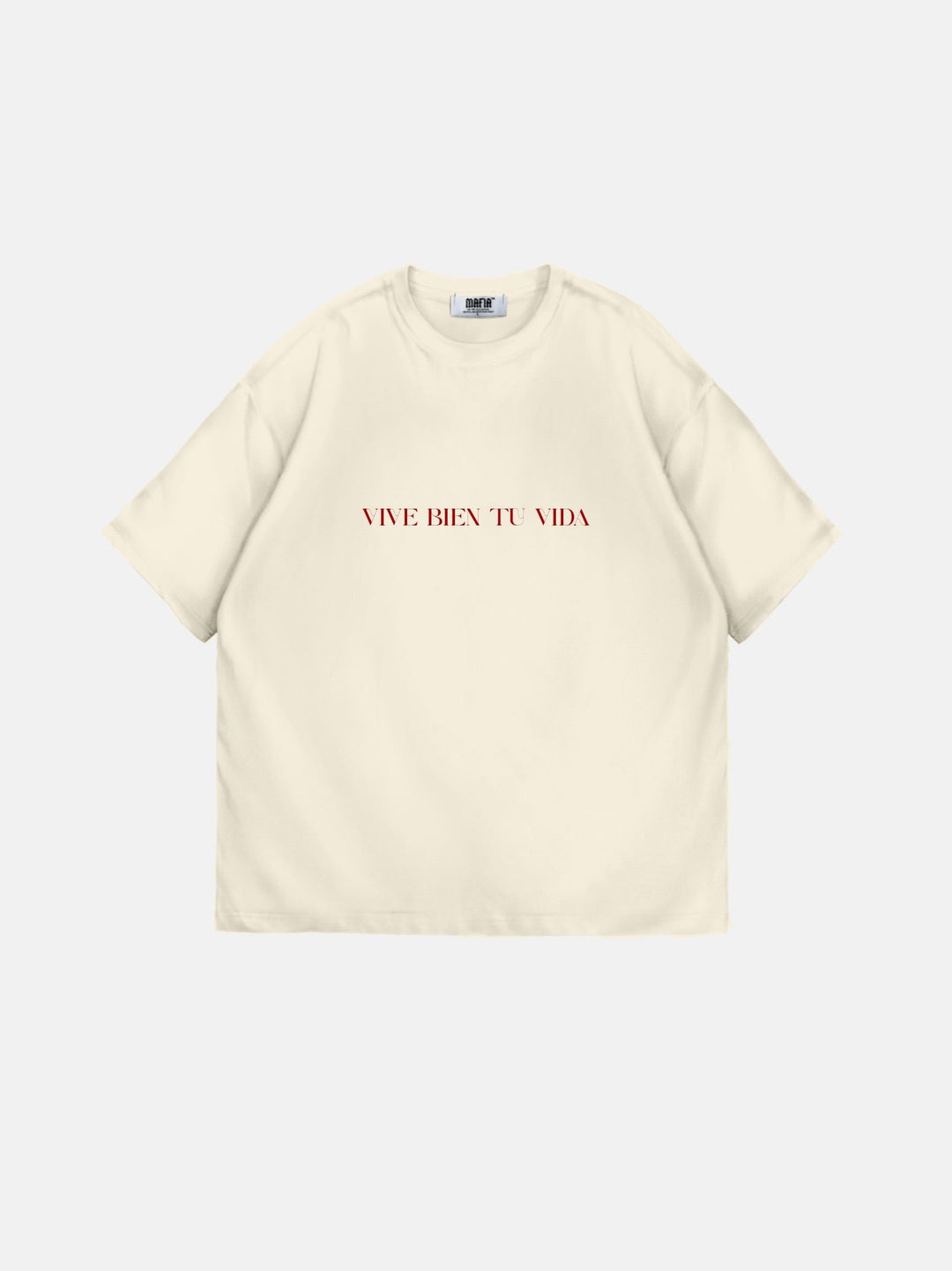 Oversize "Vive Bien Tu Vida" T-Shirt - Antique White