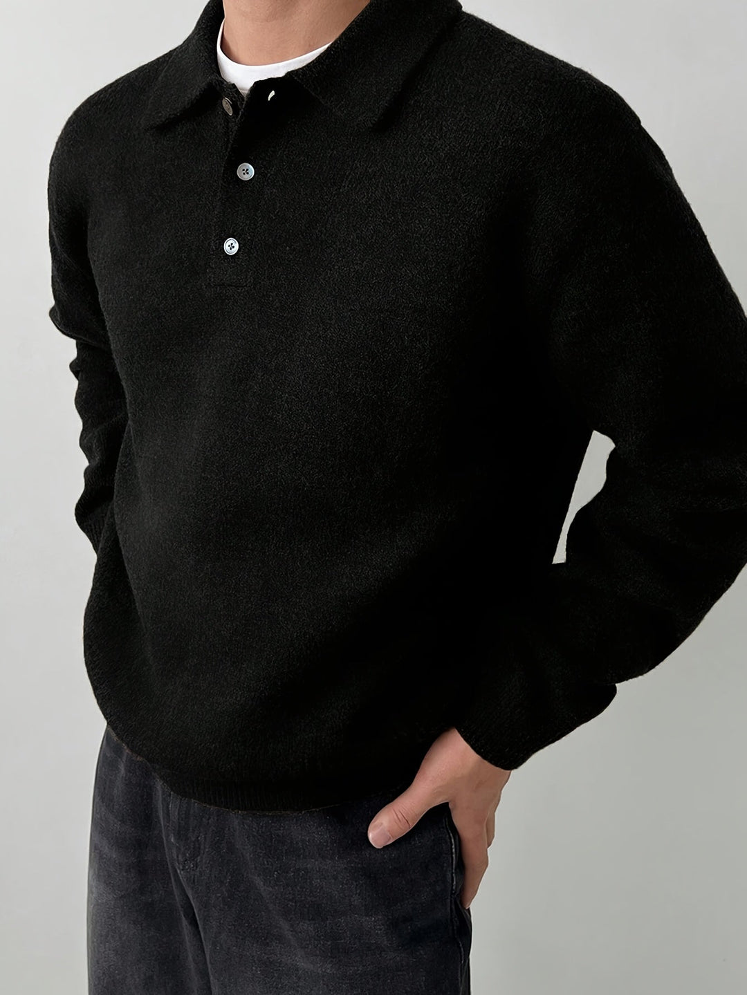 Elegancki polo kołnierz sweter