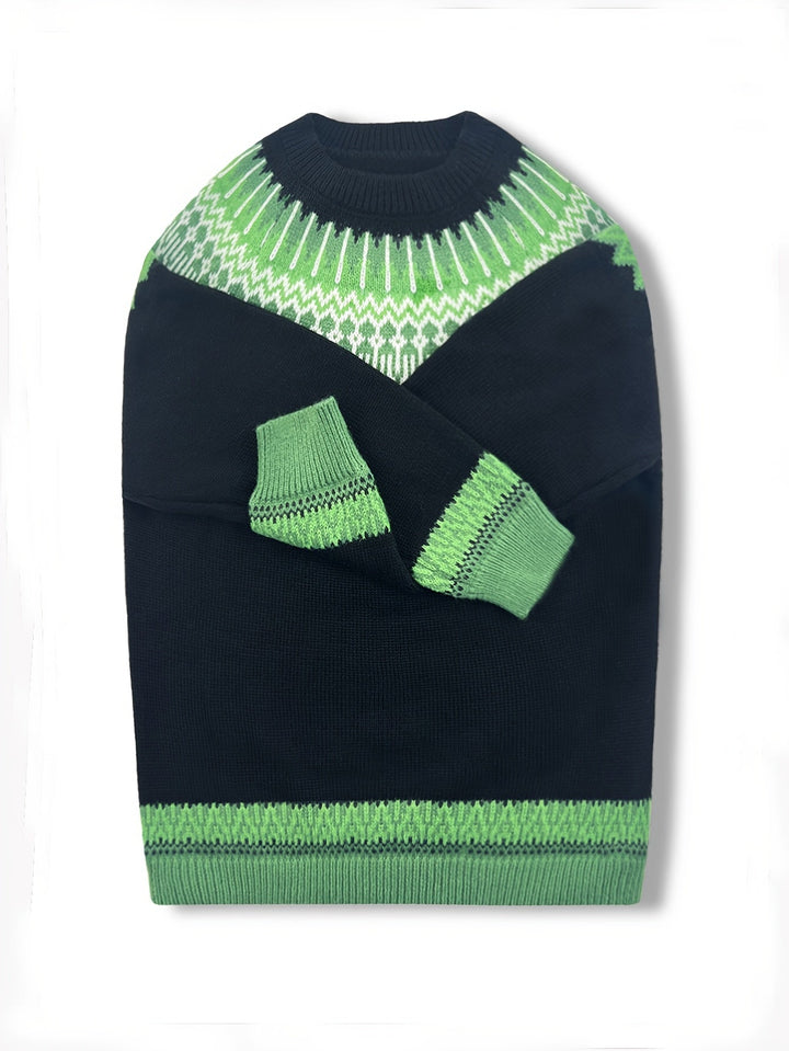 Chunky Jacquard Round szyja sweter