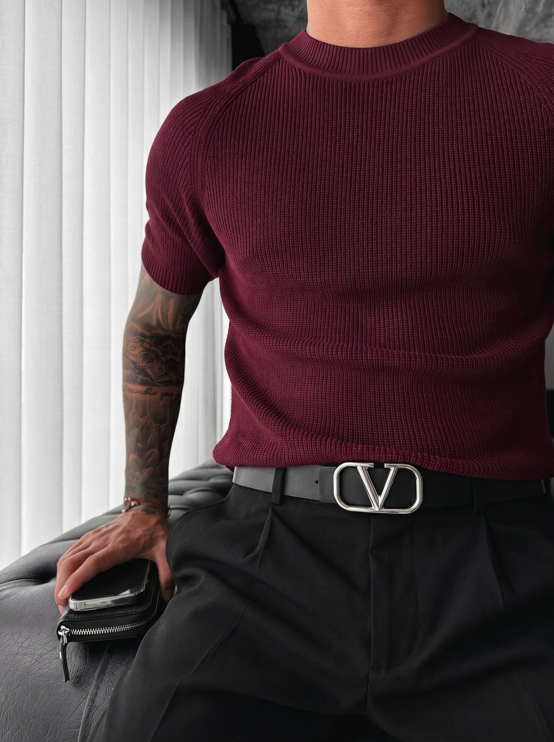 T-shirt Slim Fit - Śliwka