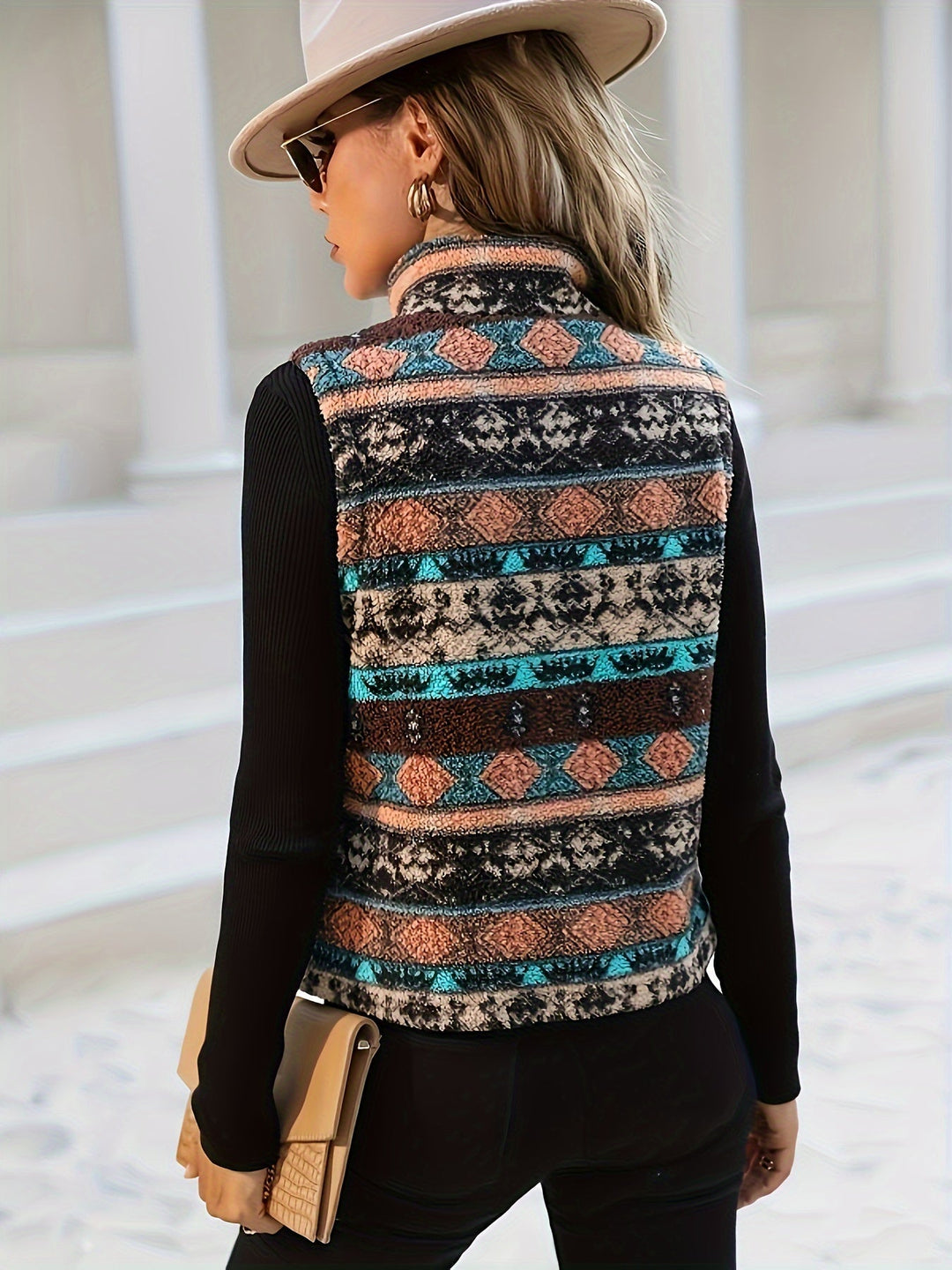 Wzorzysty Zip-Up kamizelka