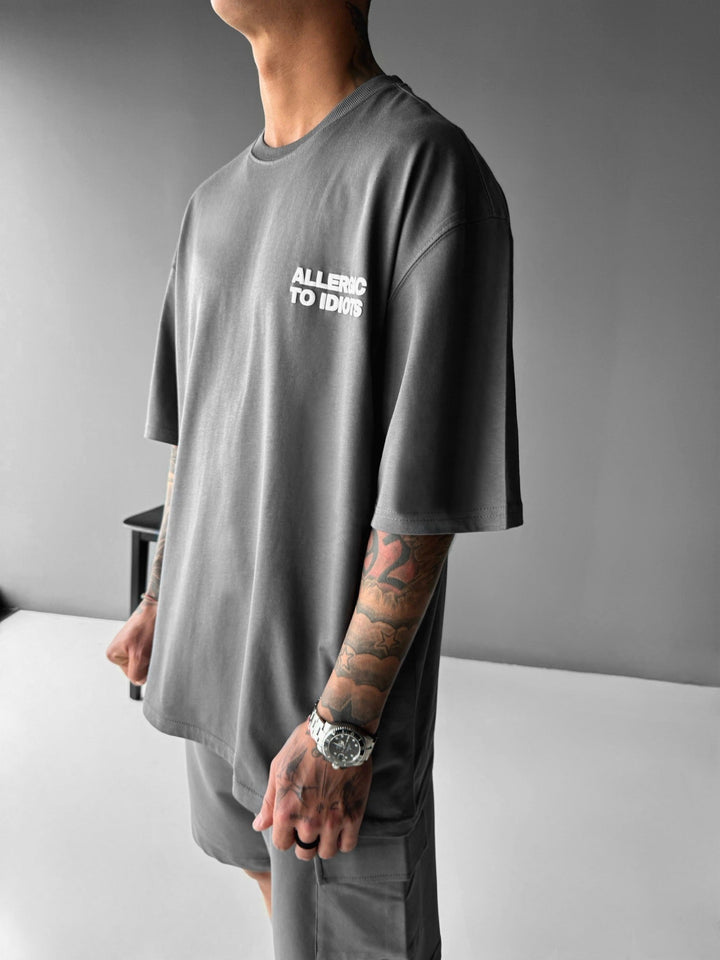 T-shirt Oversize Statement - Antracytowy
