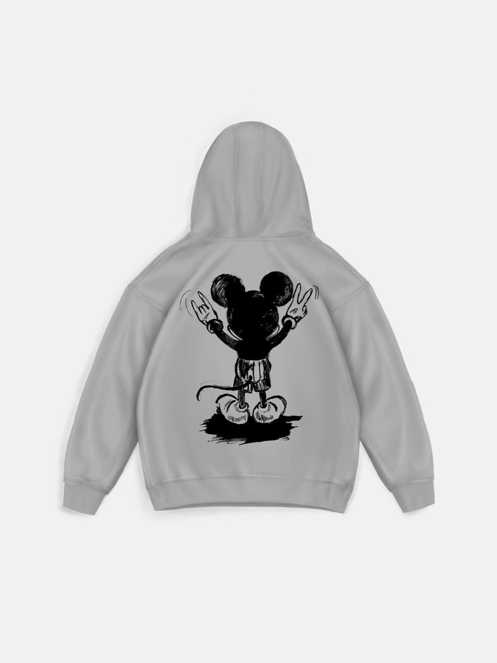 Oversize Hoodie z Myszką - Szary